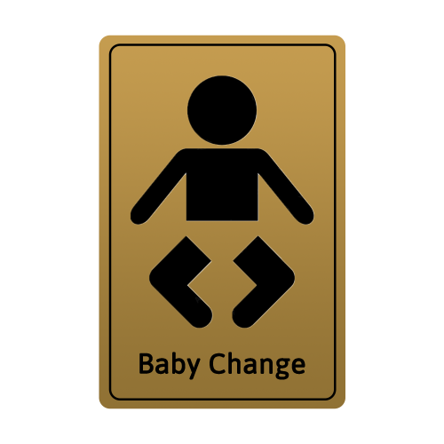 Gold Adhesive Baby Change Sign 13 x 8cm