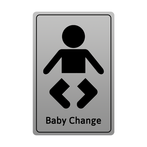Adhesive&Acirc;&nbsp;Baby Change&Acirc;&nbsp;Sign&Acirc;&nbsp;13 x 8cm - Silver