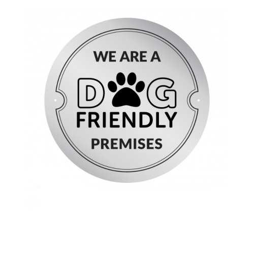 Silver Metal Dog Friendly Premises Sign 15cm (Box of 5)