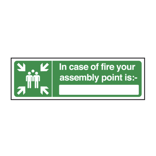 Adhesive Vinyl Fire Assemby Sign 30 x 10cm (Box of 10)