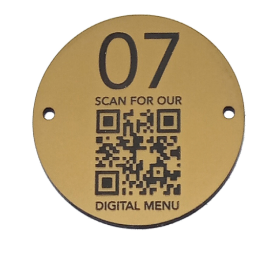 Gold Two Hole Round QR Table Number 6cm (Box of 10)