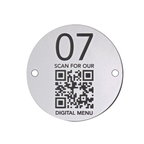 Silver Two Hole Round QR Table Number 6cm (Box of 10)