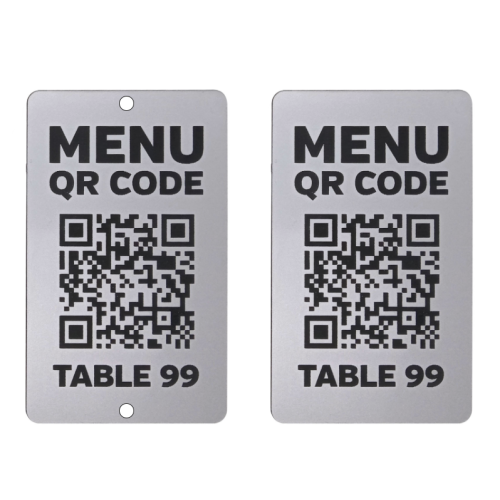 Silver Two Hole Rectangle QR Table Number 6cm (Box of 10)