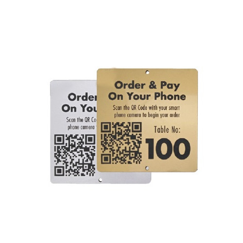 Silver Two Hole Square QR Table Number 10cm (Box of 10)
