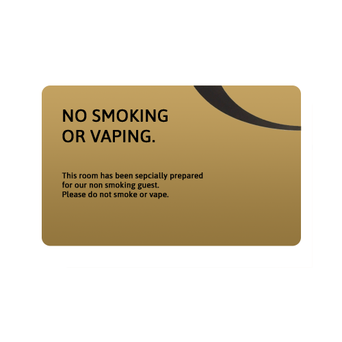 Gold No Smoking/Vaping Tent Notice 10 x 7cm (Box of 5)