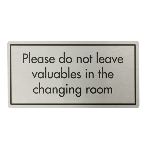 Metal Adhesive Valuables Left Sign 20 x 10cm (Box of 5)