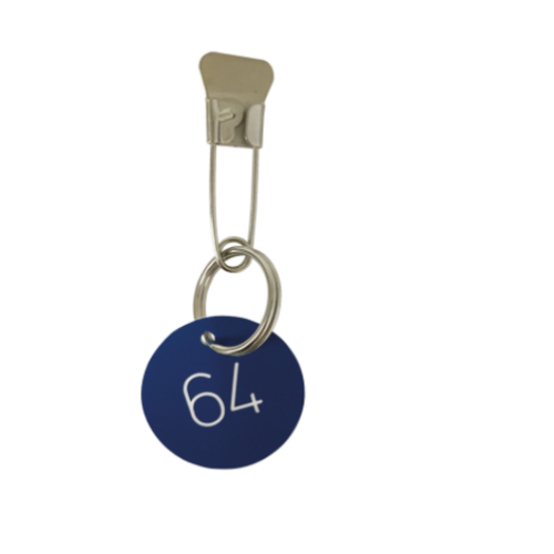 Circle Metal Fishtail Pin Key Ring 4cm - Blue
