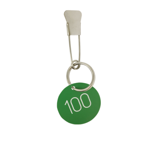 Green Circle Metal Fishtail Pin Key Ring 4cm