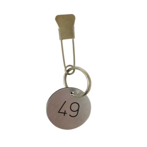 Silver Circle Metal Fishtail Pin Key Ring 4cm