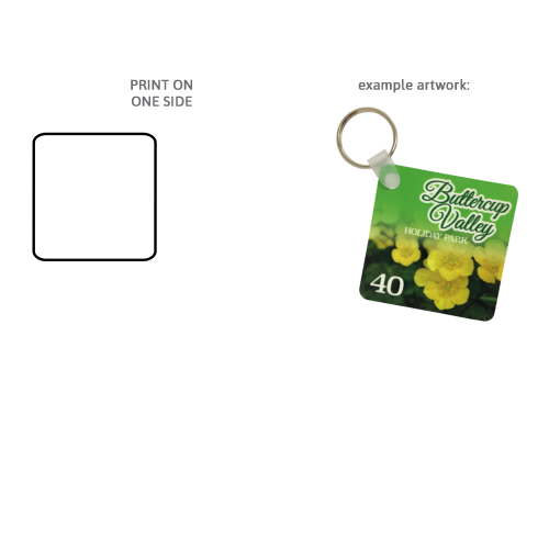 Square One Side Print Acrylic Key Fob 6 x 6cm