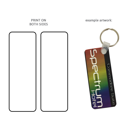 Rectangle Two Side Print Acrylic Key Fob 8 x 3cm