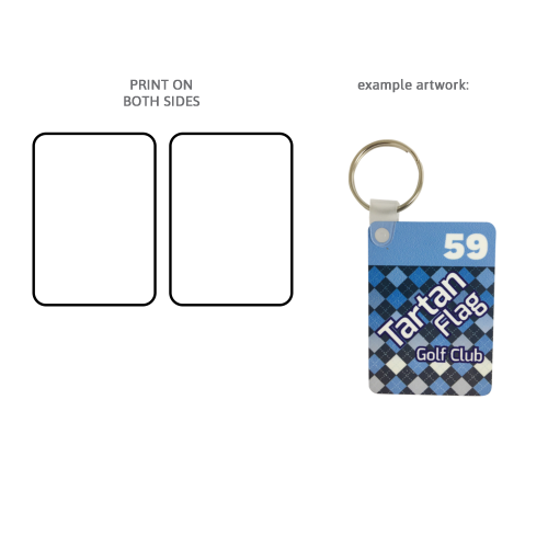 Rectangle One Side Print Metal Key Tag 6 x 4cm