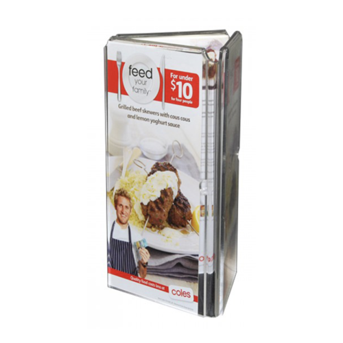 Acrylic Three Sided Menu Holder 10 x 22 x 9cm (Box of 10)