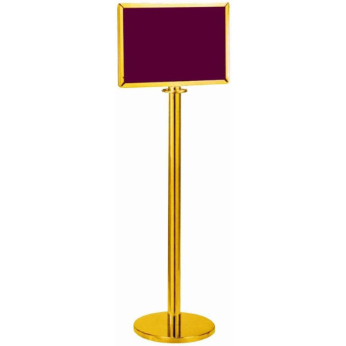 Gold Stanchion with A4 Portrait Sign 43 x 32 x 130cm