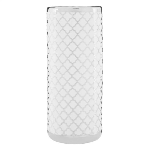 Silver and White Ceramic Umbrella Stand 45 x 20 x 20cm