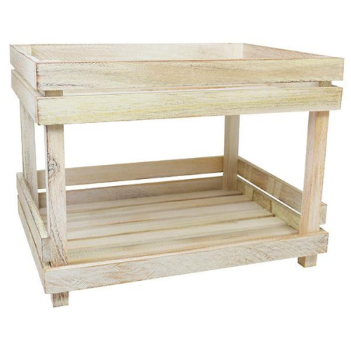 Washed Wood 2 Tier Stand 30 x 40cm - Black