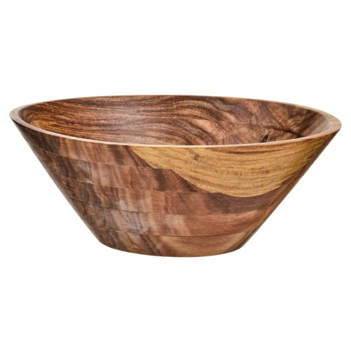 Wooden Round Shallow Salad Bowl 25 x 13cm