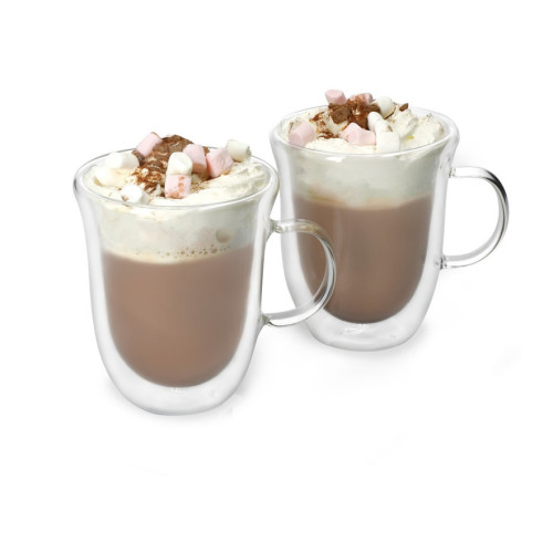 Double Walled Glass Hot Chocolate Mugs 350ml | 12.25oz (Set of 2)