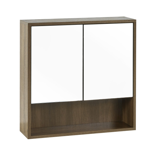 Hampshire Walnut Effect Mirrored Bathroom Wall Cabinet (H60 x W60 x D18cm)