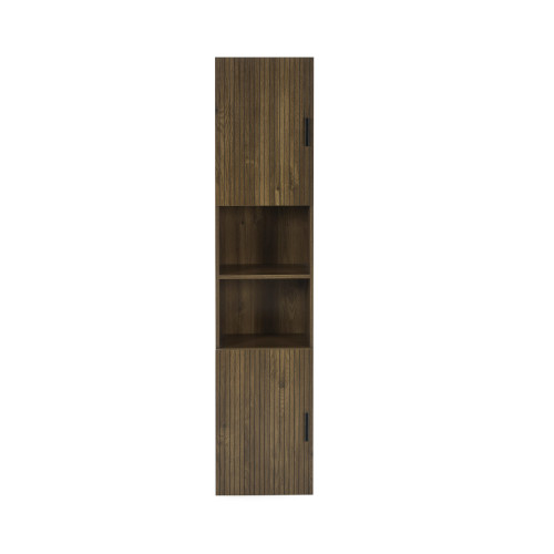 Hampshire Walnut Effect Tall Bathroom Storage Cabinet (H178.5 x W40 x D30cm)