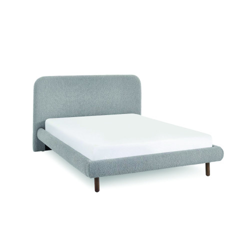 Hannah Grey Boucle Bed - Double (D209 x W164 x H110cm)