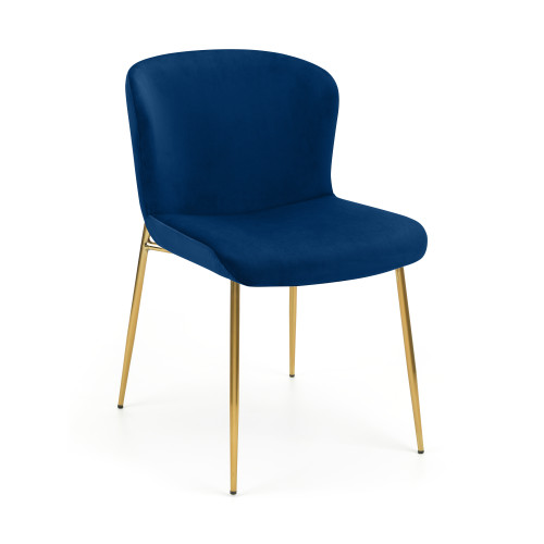 Set of 2 Harper Blue Velvet Dining Chairs (D49 x W60 x H81)