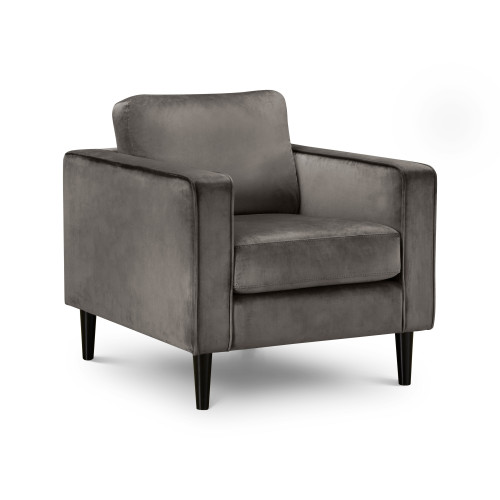 Hayward Charcoal Grey Velvet Armchair with a Black Leg Finish (D89 x W86 x H86cm)