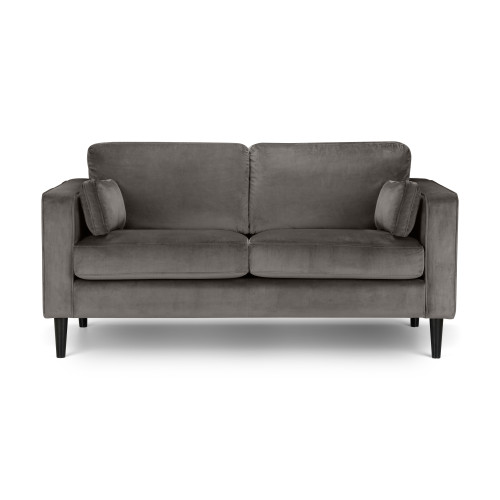 Hayward Charcoal Grey Velvet 2 Seater Sofa with a Black Leg Finish (D89 x W167 x H86cm)