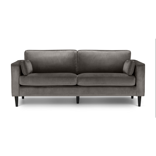 Hayward Charcoal Grey Velvet 3 Seater Sofa with a Black Leg Finish (D89 x W208 x H86cm)