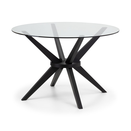 Hayden Black Glass Top Round Dining Table (D120 x W120 x H75cm)