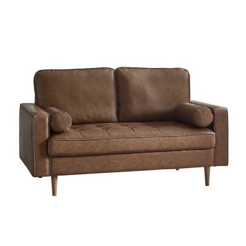Henley Brown Faux Leather 2 Seater Sofa (D90 x W152 x H91cm)
