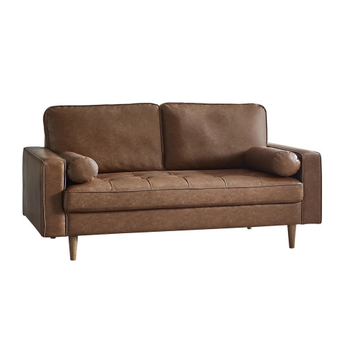 Henley Brown Faux Leather 3 Seater Sofa (D90 x W186 x H91cm)