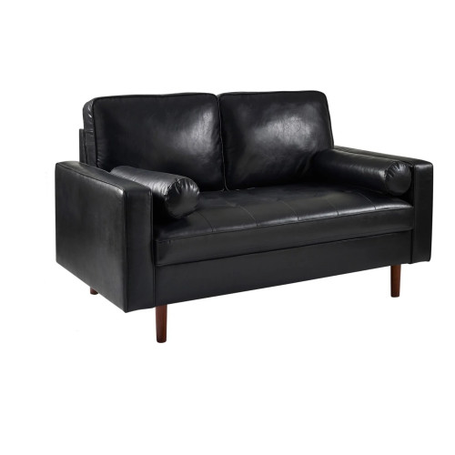 Henley Black Faux Leather 2 Seater Sofa (D90 x W152 x H91cm)