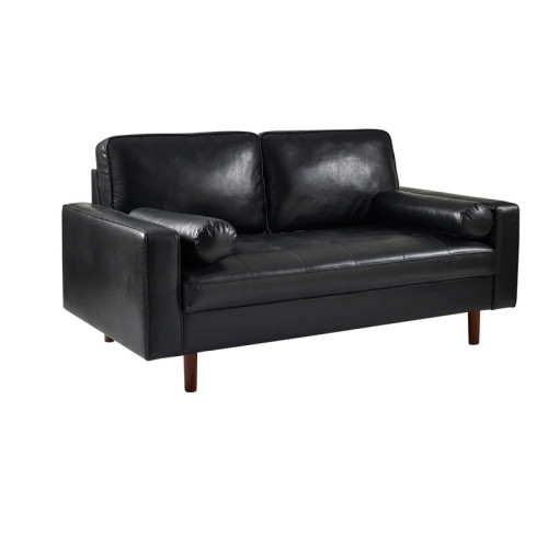 Henley Black Faux Leather 3 Seater Sofa (D90 x W186 x H91cm)