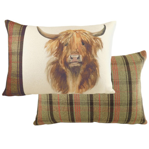 Evans Lichfield Hunter Polyester Filled Rectangular Cushion 40 x 60cm - Highland Cow