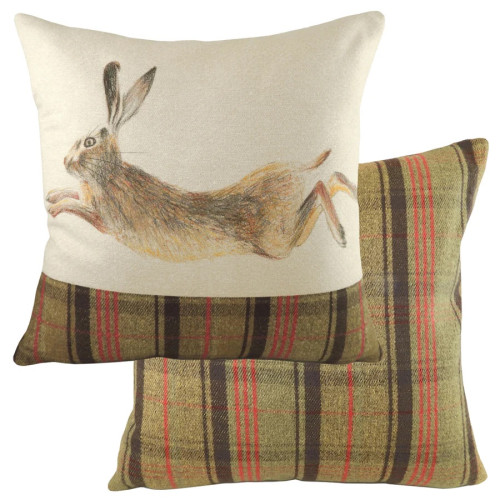 Evans Lichfield Hunter Polyester Filled Cushion 43 x 43cm - Leaping Hare