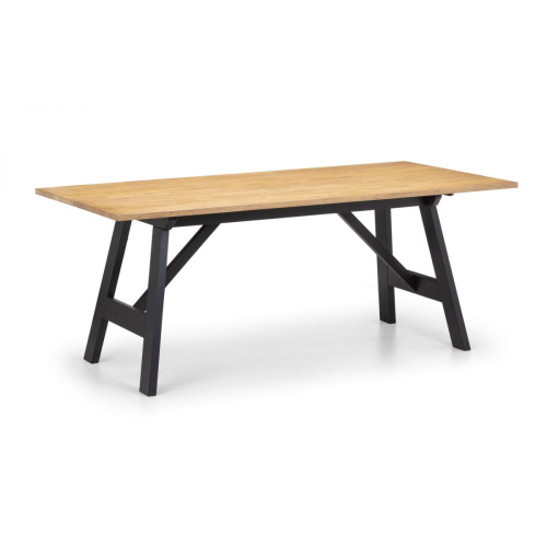Hockley Oak and Black Rectangular Dining Table (D90 x W190 x H74)