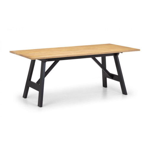 Hockley Oak and Black Rectangular Dining Table (D90 x W190 x H74cm)