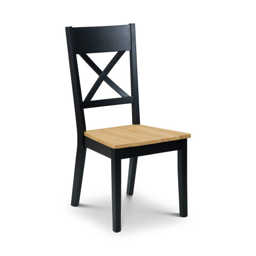 Set of 2 Hockley Oak and Black Dining Chairs (D54 x W48 x H99)