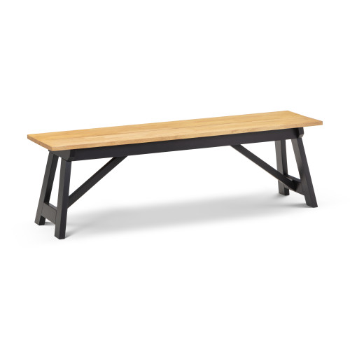 Hockley Oak and Black Finish Bench (D35 x W140 x H43cm)