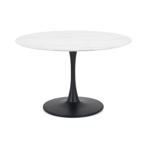 Holland Marble Finish Round Dining Table with Black Pedestal Base (D120 x W120 x H76)