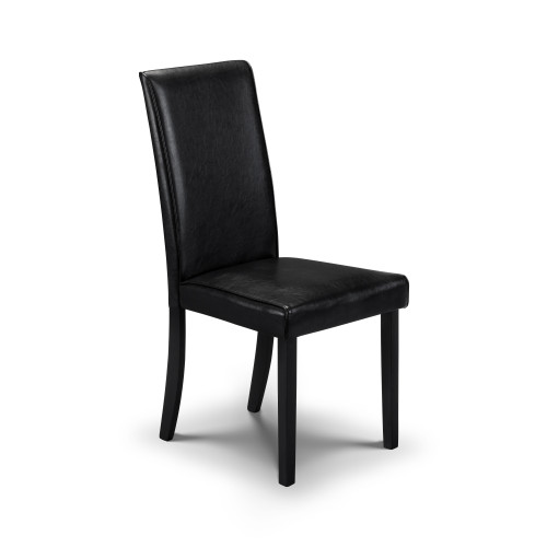 Set of 2 Hudson Black Faux Leather Dining Chairs (D56 x W44 x H96cm)