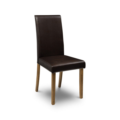 Hudson Brown Faux Leather Dining Chair (D56 x W44 x H96cm)