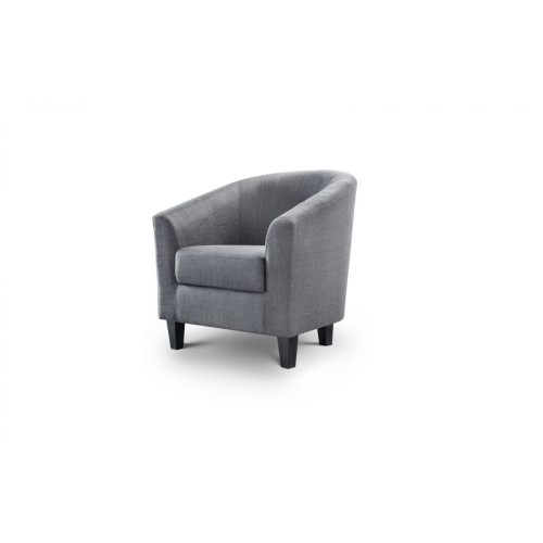 Hugo Slate Grey Linen Fabric with a Fabric Leg Finish Tub Chair (D70 x W76 x H74)
