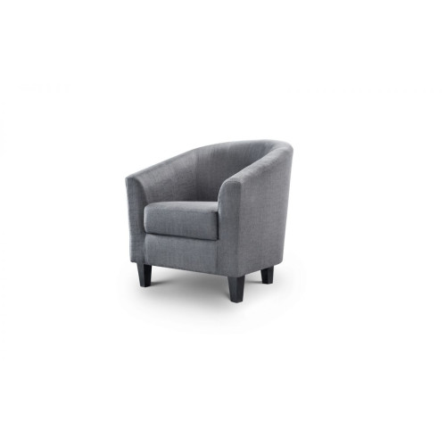 Hugo Slate Grey Linen Fabric with a Fabric Leg Finish Tub Chair (D70 x W76 x H74cm)
