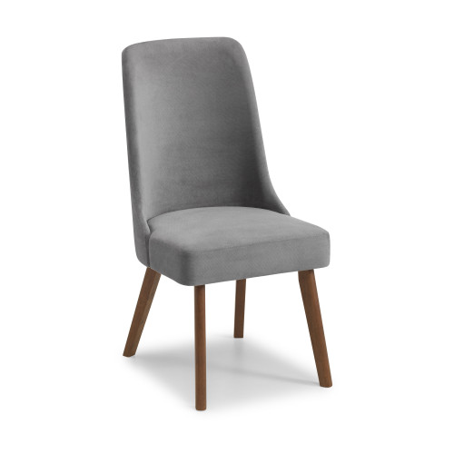 Set of 2 Huxley Dusk Grey Chenille Dining Chairs (D63 x W50 x H96cm)