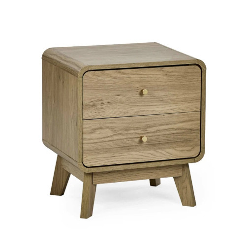Ingrid Natural Oak 2 Drawer Bedside (D40 x W47 x H54cm)