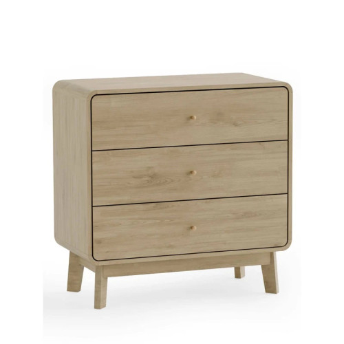Ingrid Natural Oak 3 Drawer Chest (D40 x W80 x H76cm)