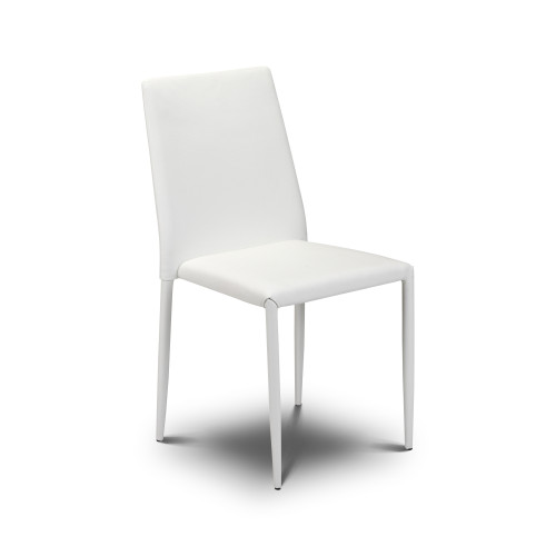 Jazz White Faux Leather Stacking Dining Chair (D56 x W43 x H90cm)