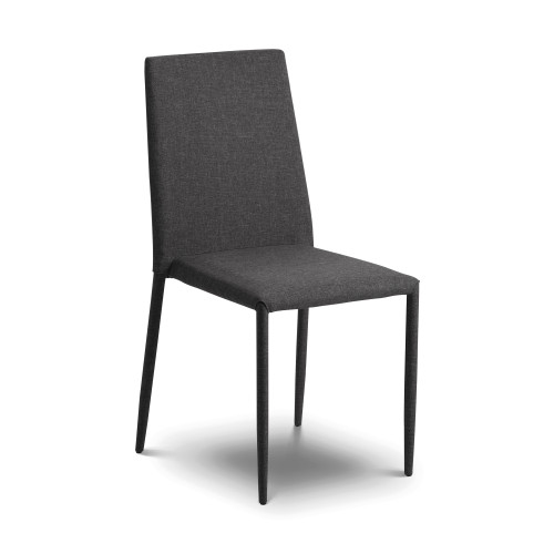 Set of 2 Jazz Slate Grey Linen Dining Chairs (D56 x W43 x H91cm)